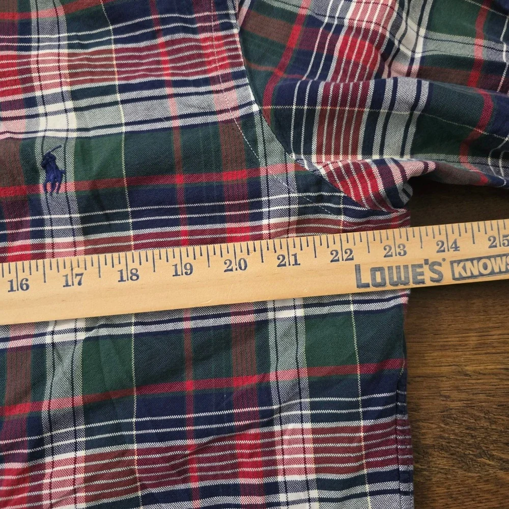 Ralph Lauren Classic Fit Plaid Button Down Shirt Mens 15 32/33 Red Green Tartan